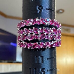 Bomb party 3 stacker Pink Crystal Women's Rings